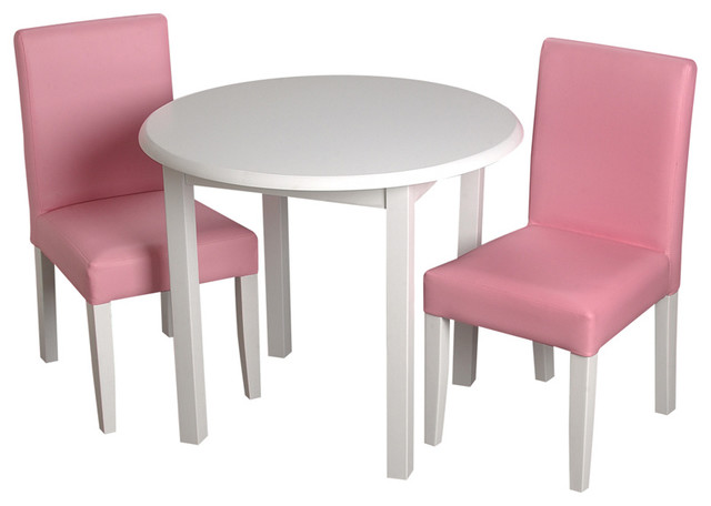 Kids table and chairs gift mark childrens white round table with 2 pink upholstered chairs  contemporary-kids-tables DDLSKSD