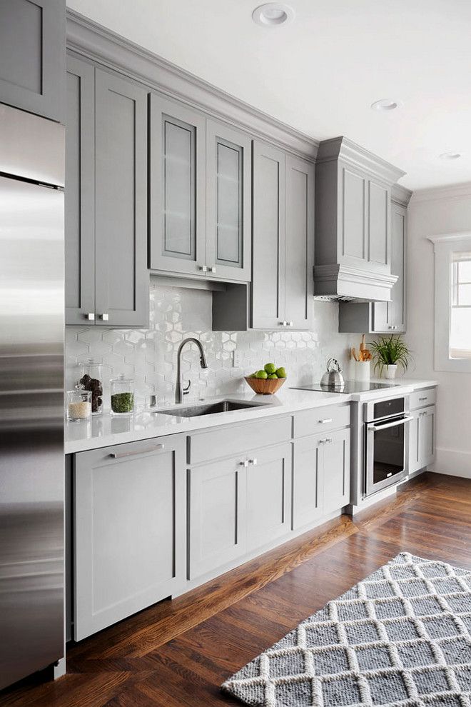 kitchen cupboards shaker style kitchen cabinet painted in benjamin moore 1475 graystone. the  walls YBRBZHQ