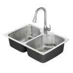 kitchen sink american standard tulsa 33-in x 22-in double-basin stainless steel drop QKSTXHA