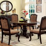 kitchen tables sets furniture of america brown cherry georgetown 7-piece formal round dining set FFIHYEG