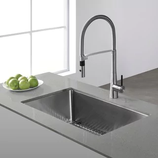 kraus 32 inch undermount single bowl 16-gauge stainless steel kitchen sink  with OYVTAIK