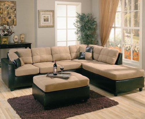 l shaped couch amazon.com: harlow right l-shaped two tone sectional sofa by coaster  furniture: kitchen OMKADIB