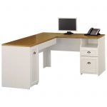 L shaped desk bush fairview l-shaped computer desk with optional hutch - antique white - WEVNUMH