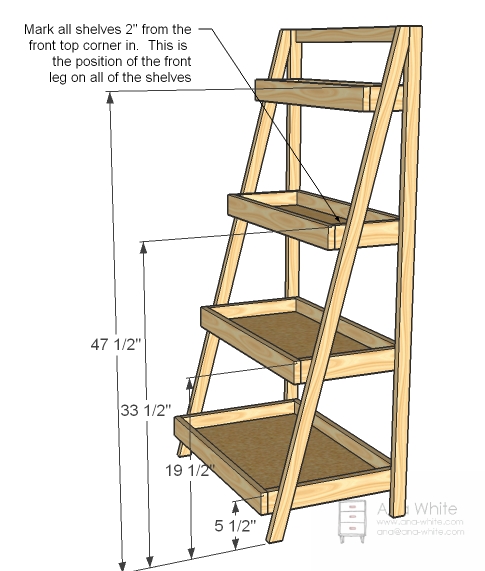 ladder shelves ana white | painteru0027s ladder shelf - diy projects ESPPXOM