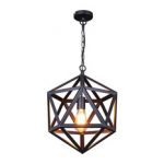 lb lighting - iron cage pendant light, matte black, small - pendant lighting XUFIRGH