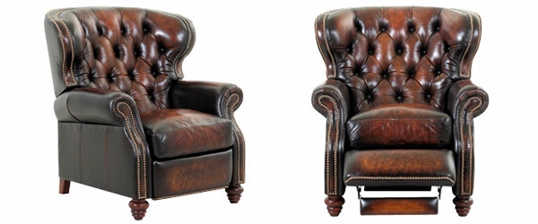 leather recliner chairs arthur tufted chesterfield style leather recliner QTMJKHH