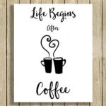 life begins after coffee digital kitchen wall art printable quote coffee  lover CYRFDAL