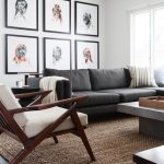 living room rugs modern living room with jute rug, midcentury modern armchair, hardwood  floors, modrest HBHEQOH