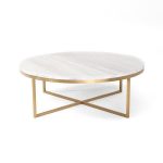 marble coffee table white round marble gold base coffee table PQRZMNZ