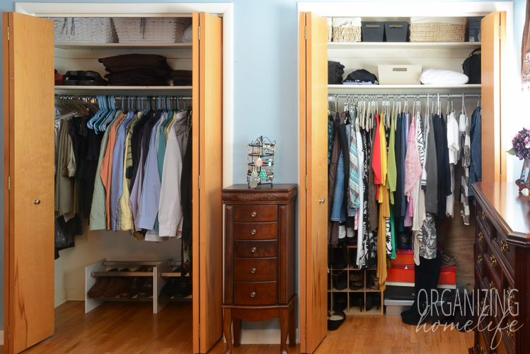 master bedroom closet organization before YOCNORG