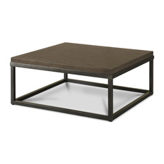 metal coffee table french industrial oak wood + metal square cocktail table, brownstone - coffee PWSOZDO