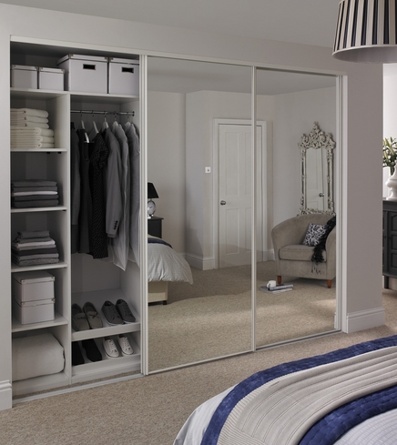 mirror wardrobe white edge mirror door TFZMQLV