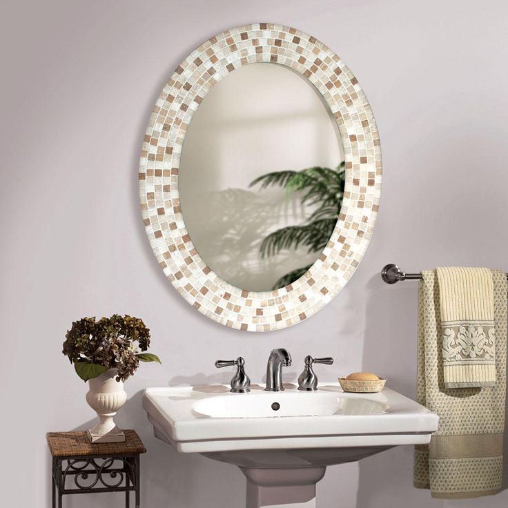 mirrors for bathrooms travertine mosaic oval - bathroom mirror YBGYPAF