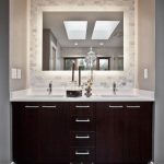modern bathroom vanities interior black wooden vanity with drawers plus double white sink placed on QFPFBMD