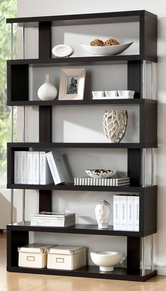 modern bookcases barnes dark wenge 6 shelf modern bookcase: LLIWYQE