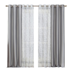 modern curtains duck river textile - kensie lilias 4 piece curtain panel, gray - curtains XGMBQTK