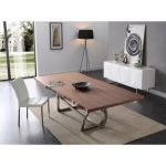 modern dining table modrest addy modern walnut u0026 stainless steel dining table QBZEZSU
