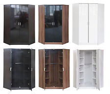 new high gloss 2 door corner wardrobe with hanging rails and shelves in AUAAPHQ
