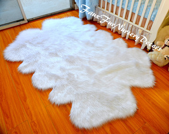 new special design quad sheepskin pelts cute baby shaggy faux fur rug true LIRUZWG