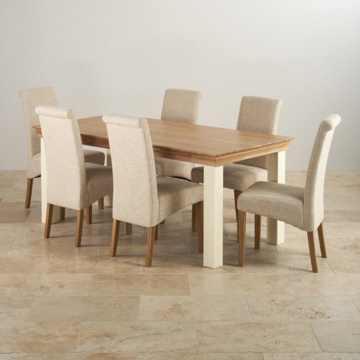oak dining sets custom delivery country cottage natural oak and painted dining set - 6ft HQVEGOT