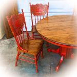 oak table and chairs farmhouse kitchen table and chairs w/ leaf, oak dining room table, red, FOFPSRA