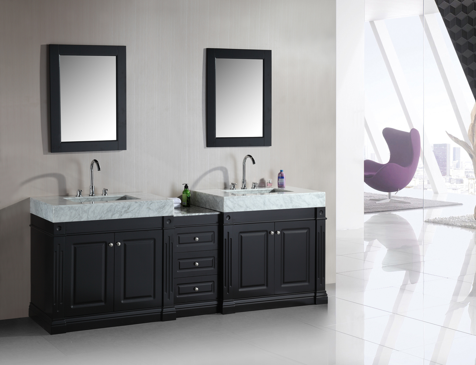 odyssey 88u2033 double sink vanity set with trough style sinks | design element JAUDGWU