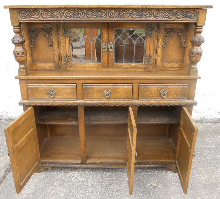 old charm furniture old charm oak antique jacobean style court cupboard - sold WWAZOGO