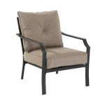 outdoor chairs garden treasures vinehaven 2-count brown steel patio conversation chairs  with tan cushions JTGYMBT