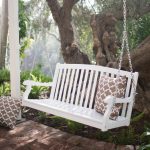 outdoor swings coral coast pleasant bay white curved back porch swing with optional  cushion YQCIPAX