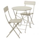 outdoor table and chairs saltholmen table and 2 folding chairs, outdoor, beige UOXSQWE