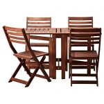 outdoor table and chairs äpplarö table and 4 folding chairs, outdoor, brown stained brown QQFYZMZ