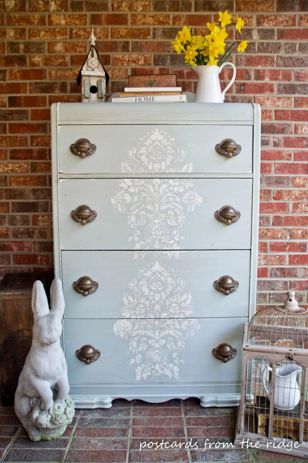 painted furniture ideas stenciled chest of drawers with postcards from the ridge HPXHDDA