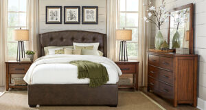 queen bedroom sets urban plains brown 5 pc queen upholstered bedroom ETJPMQQ