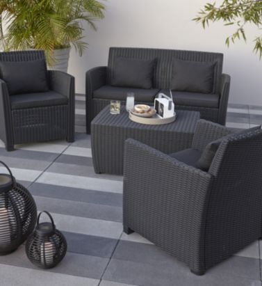 rattan effect garden furniture elsa rattan effect 4 seater coffee set, 5397007154085 HYVZDKI