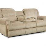 recliner sofas evans double reclining sofa with fold-down tray table RYRKIGU
