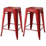 red bar stools stackable metal bar stool in red (set of 2) HIDQJSP