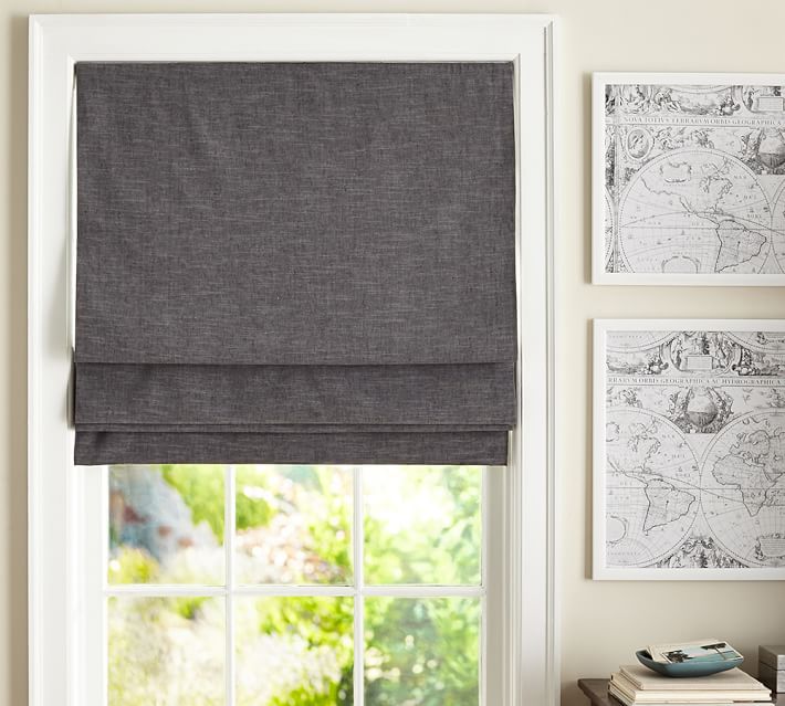 roman shades emery linen/cotton cordless roman shade | pottery barn UGYDHBW