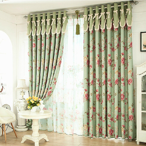 romantic floral green blackout shabby chic curtains JXIANZS
