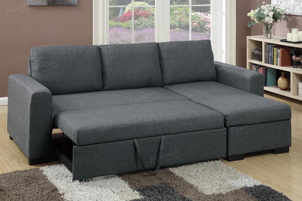 samo grey fabric sectional sofa bed AZXZAEQ