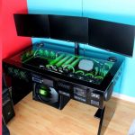 scratch build water cooled pc desk mod with built in car sound system JLSBABC