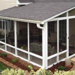 screened in porch white aluminum frame screen room with single-slope roof JTIETMV