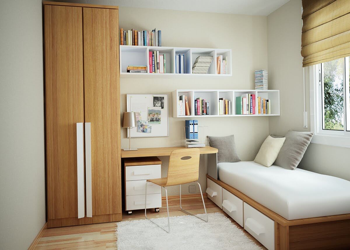 How to place the bedroom furniture if you
have a small bedroom?