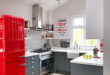 small kitchen designs 13. a cherry red fridge is the focal point QMQAKJD