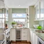small kitchens galley kitchen exudes a cool, calm charm PFYMLAK