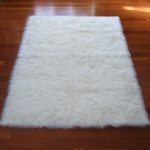 snowy white polar bear rectangular white sheepskin faux fur rug (3u00273 x 4u00277) XWLFYMD