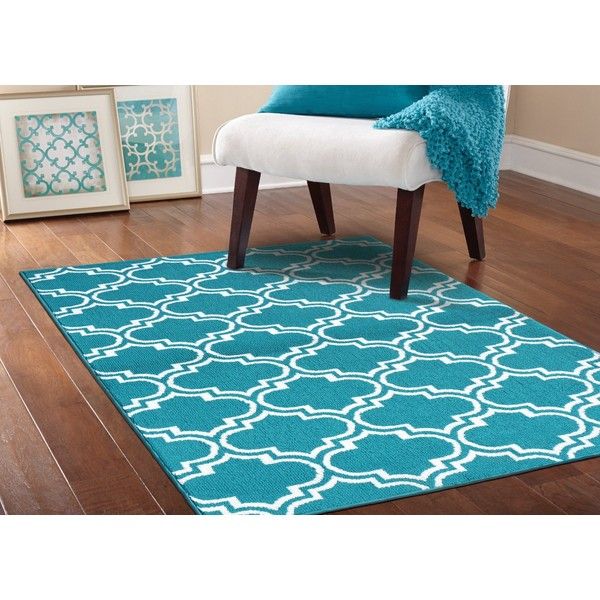 teal rug garland rug silhouette area rug, 5 by 7-feet, teal/white ( LYUXJFY
