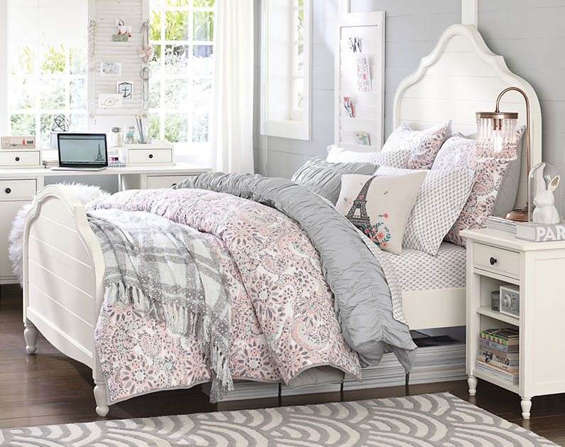 teen girl bedroom ideas soft grey, soft pink, white color scheme teenage girl bedroom ideas | LOYFEWV