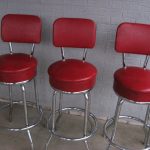 three 3 vintage retro 1950s 1960s red bar stools excellent condition NZVPQMK