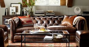 tufted leather sofa chesterfield leather sofa | pottery barn XOQYGDU