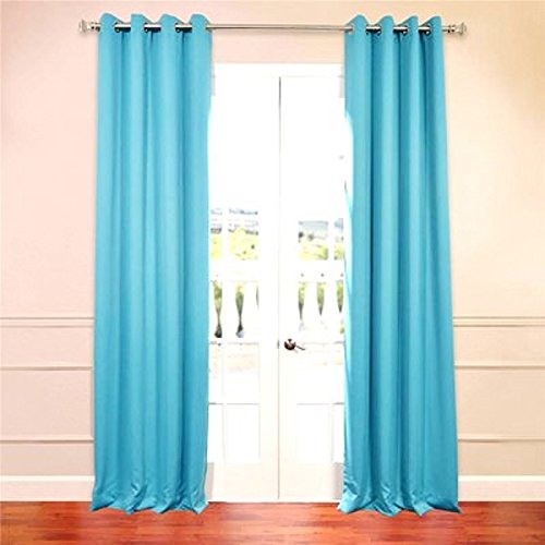 turquoise curtains (#32) hotel quality silver grommet top, faux silk 1 panel turquoise solid OTHICGO